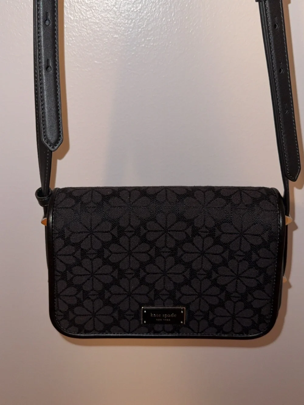 kate spade Black Floral Jacquard Crossbody Shoulder Bag